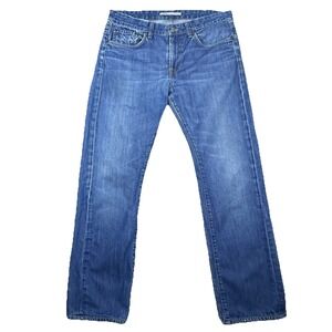 Vince Men Straight Leg Jeans Made USA Blue Denim 100% Cotton Aged Wash Mid‎ Rise